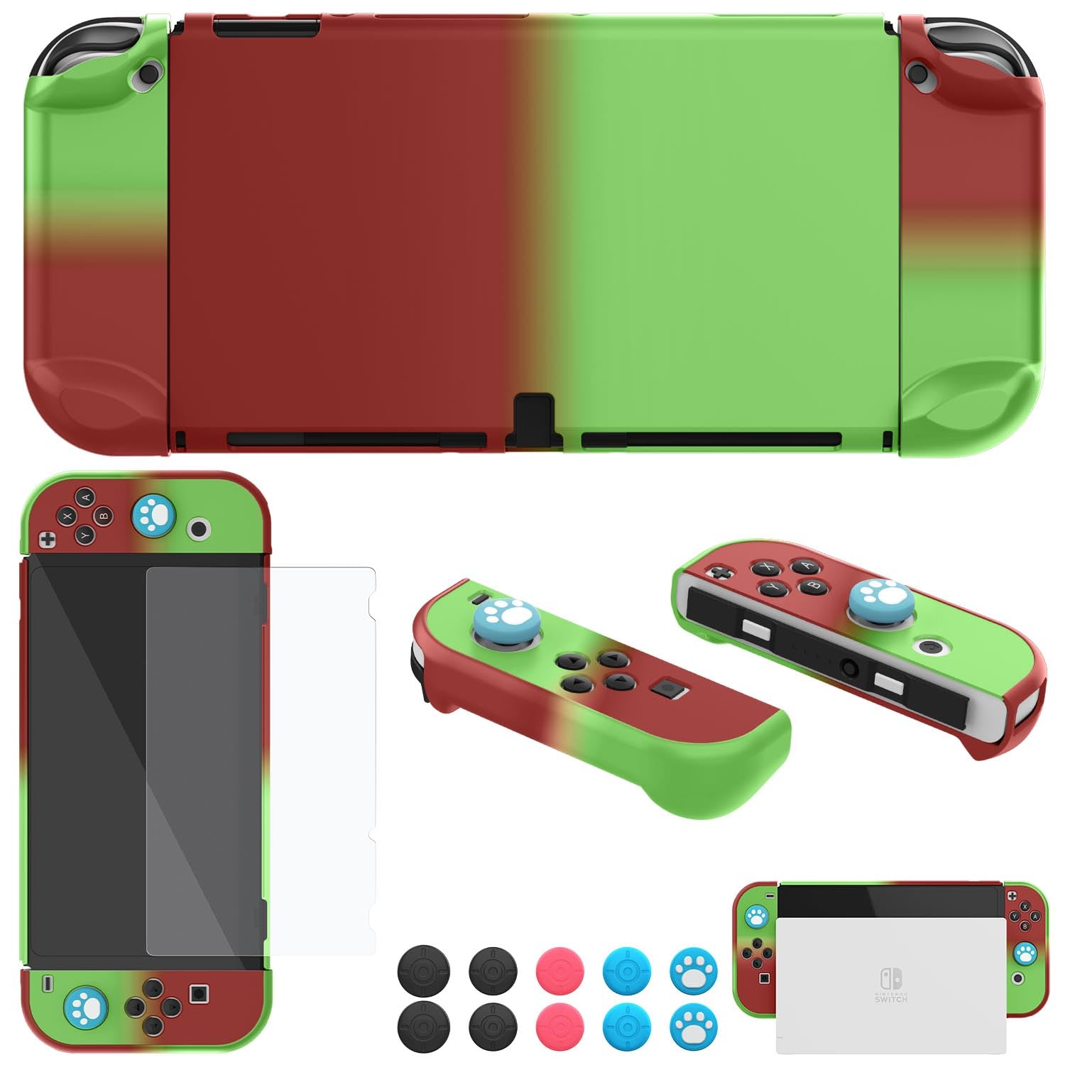 COMCOOL Funda acoplable para Nintendo Switch OLED, protección contra caídas de grado militar de 9 pies, con protector de pantalla de vidrio templado, bonita funda protectora Kawaii para Nintendo