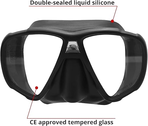 Miniatura 2 de Nami - Máscara de buceo sin marco de doble lente  UV disponible, visión amplia, vidrio templado antivaho, falda de silicona antifugas, buceo,