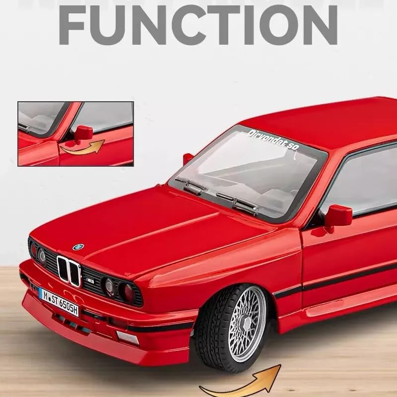 Image of Big Size B-M-W M3 E30 1988 1:24 diecast Metal Pullback Toy car with openable Doors & Light, Music Boys car for Kids Best Toys Gifts Toys for Kids (Red Color)