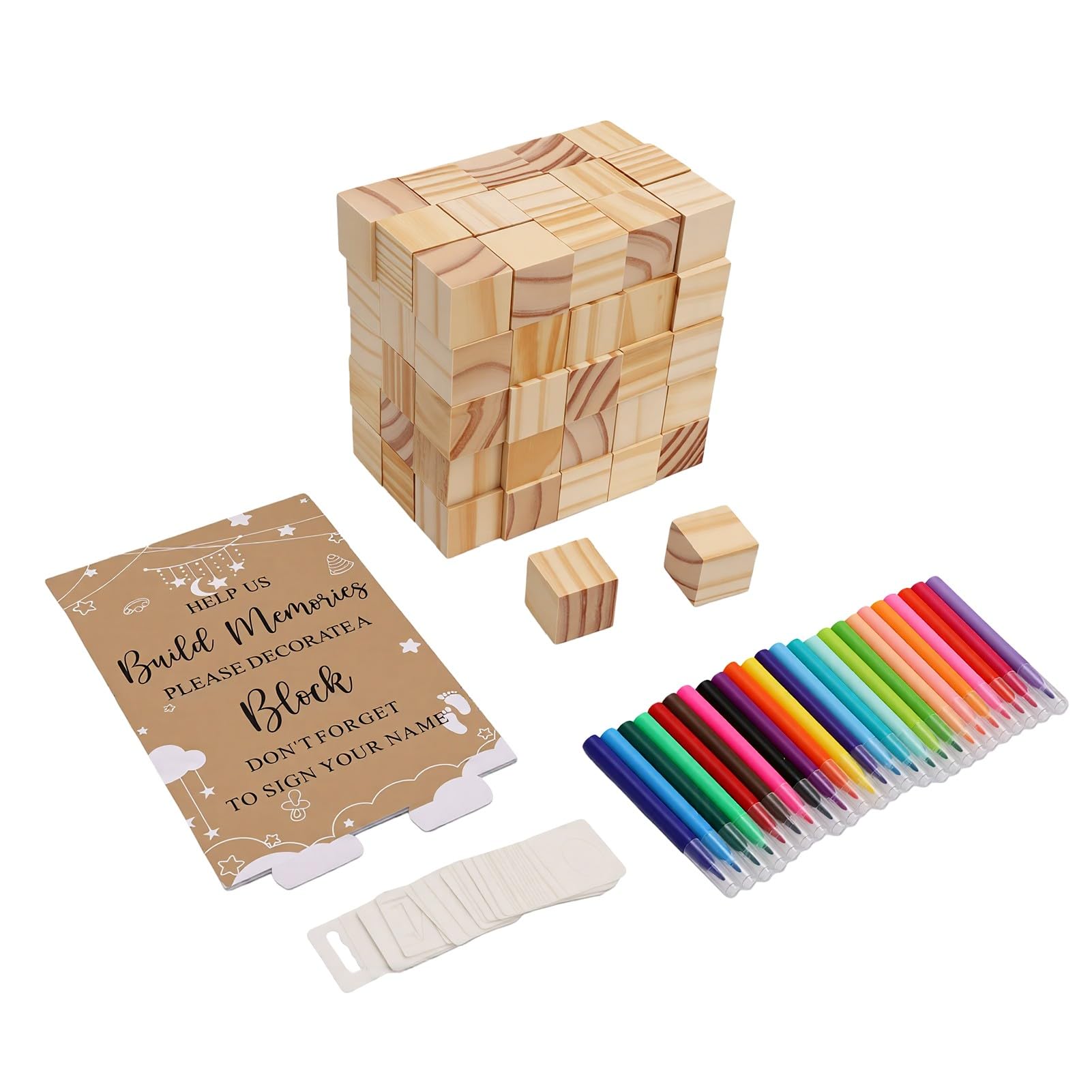 Set di Giochi a Blocchi Fai-da-te per Feste per Bambini da 147 Pezzi Attività Creativa Divertente per la Lavorazione del Legno Massello di Baby Shower