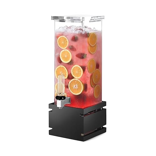 Miniatura 1 de Rosseto ld121acrílico dispensador de bebidas cuadrado con Negro Gloss Base de Bambú, Capacidad de 2-Gallon, 634" longitud x 634" ancho x 2314" Altura