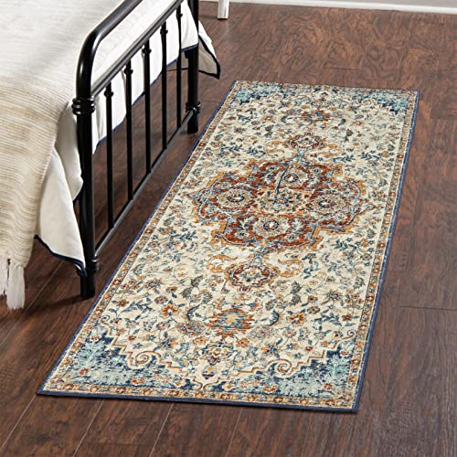 Leevan Boho Tribal Area Rug 2X4,Non-Slip Washable Runners For Hallway Oriental Medallion Throw Rugs With Rubber Backing Low-Pile Floor Carpet For Indoor Floor,Kitchen,Entrance-Red/Multi #TOP3