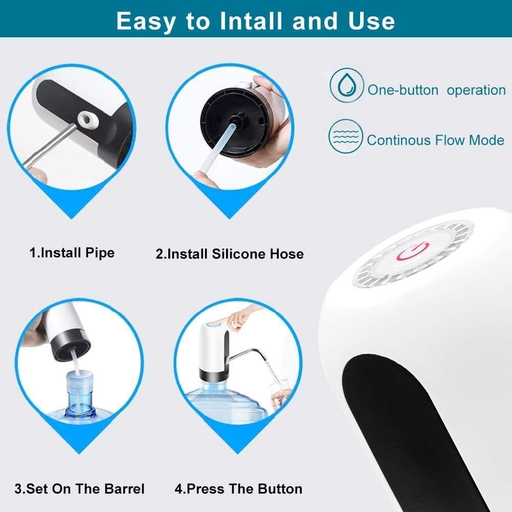 CHIDDHAN Automatic Wireless Water Can Dispenser Pump for 20 Litre Bottle Can, White/Black 2