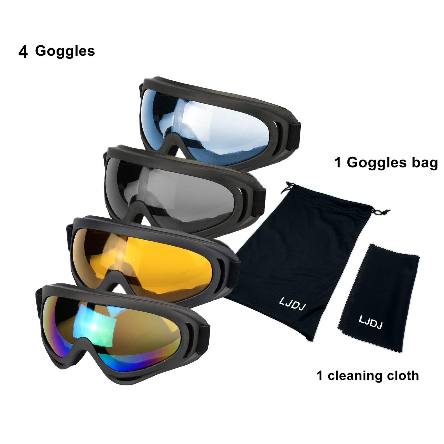 LJDJ Occhiali da sci e snowboard, regolabili, protezione UV 400, per sport all'aria aperta, occhiali tattici, antipolvere, occhiali da sole militari per bambini, ragazzi, ragazze, giovani, uomini,