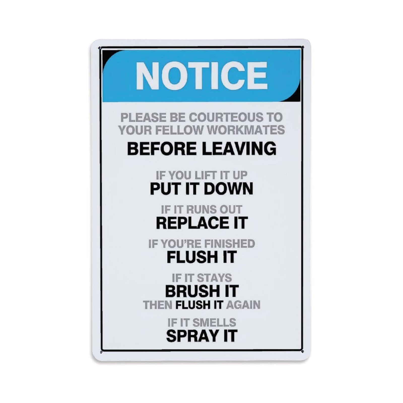 Bathroom Courtesy Rules Sign Vintage Aluminium Metal Sign, Retro Wall Decor for Home, Bar, Garage & Farmhouse 30x20cm