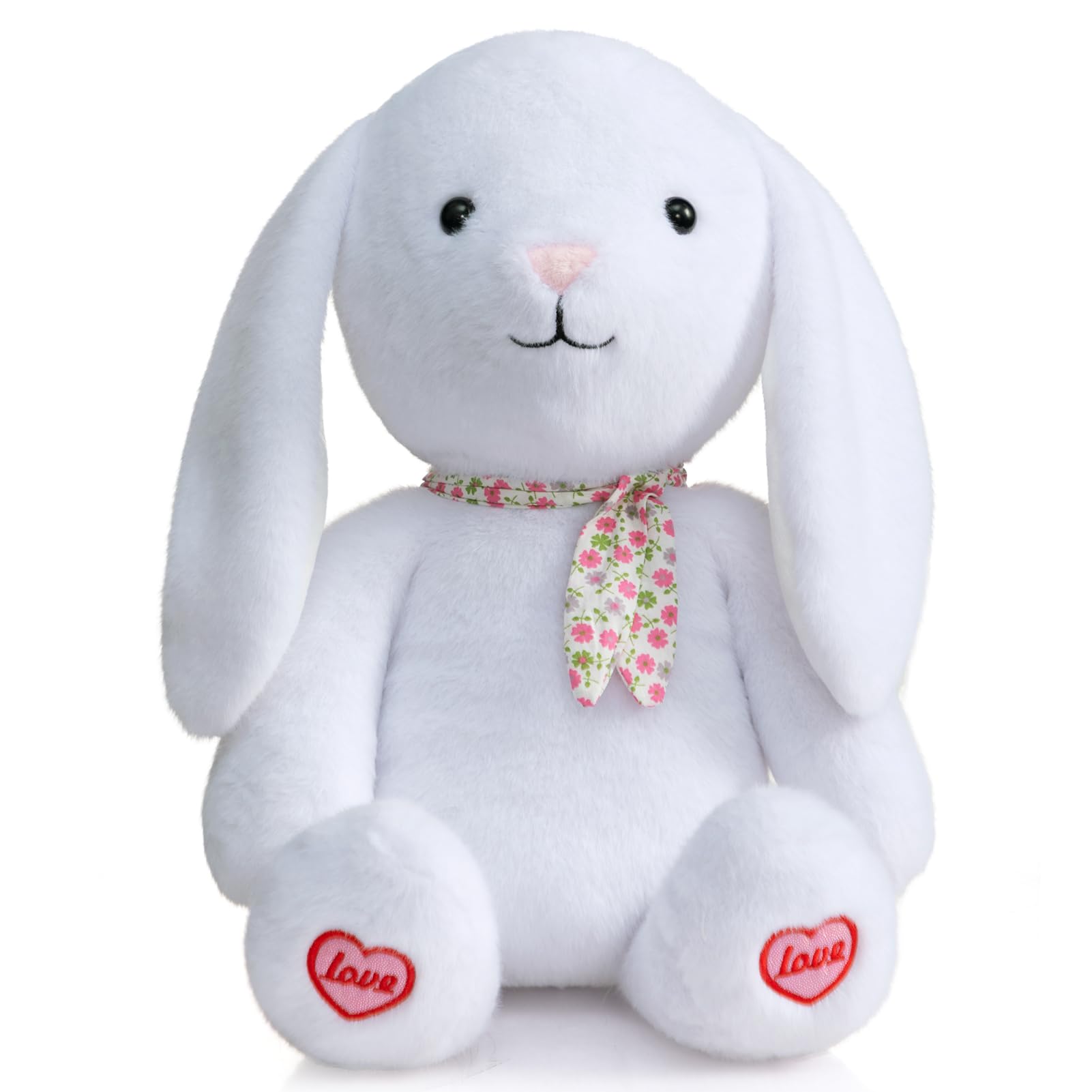 BEJOY Kuscheltier Hase mit Liebespfoten Schleife, Weiches Plüschtier Niedliches Stofftier zum Kuscheln Spielen, Tolle Geschenk für Kinder Erwachsene, 40 cm Weiß