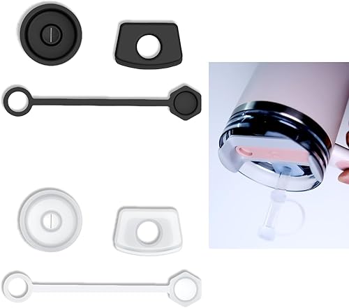 LAEUZN Tapones de silicona a prueba de derrames para Stanley Cup - Compatible con vasos H2.0, de 30 oz40 onzas. Incluye 2 juegos de fundas para