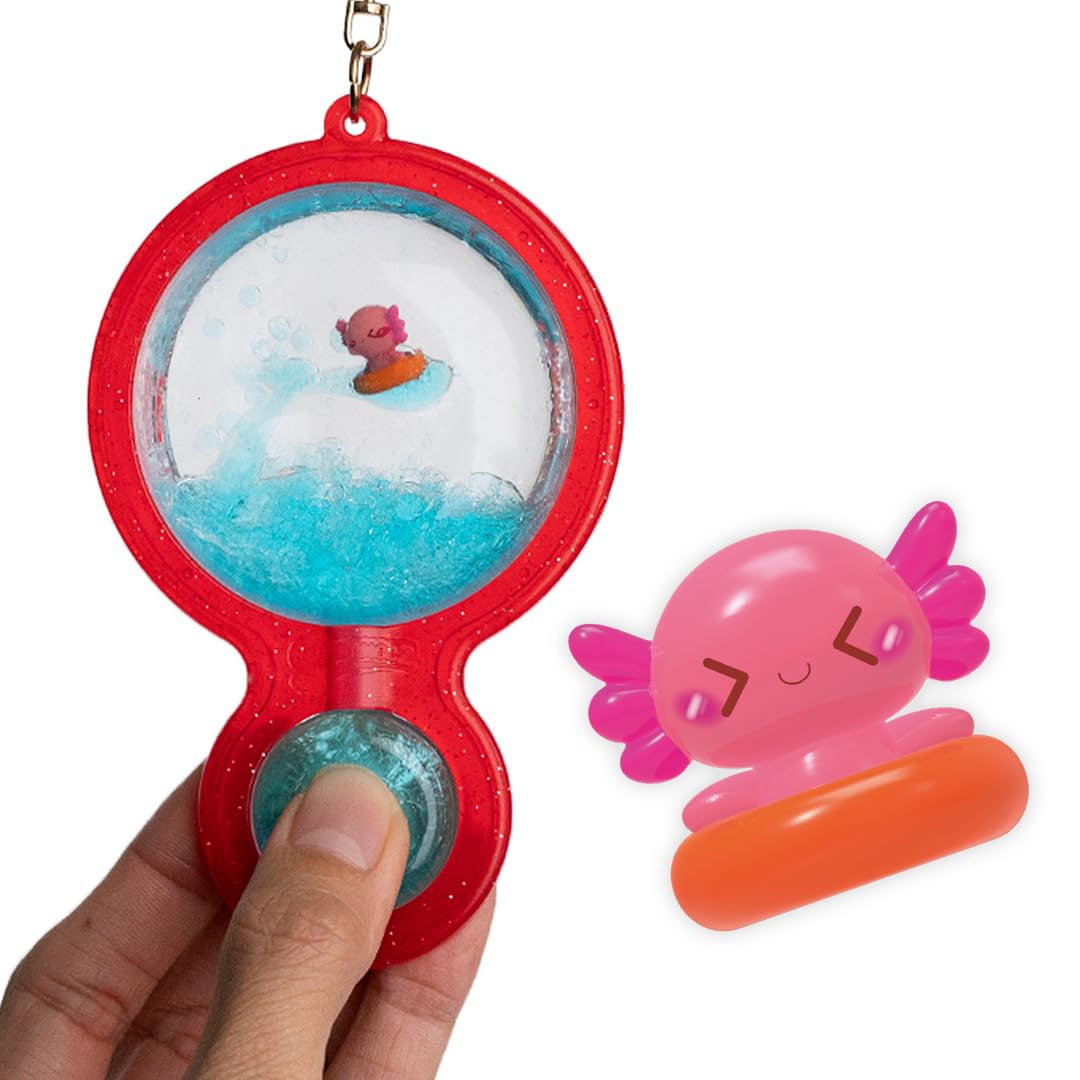 Goonameez, Hand-Held Sensory Toy with Floating Characters, Mesmerizing Water Mix Fidget Toy – Collect All 6 Unique Shapes for Squishy Fun, Perfect Travel Toy! (Happy Axie)