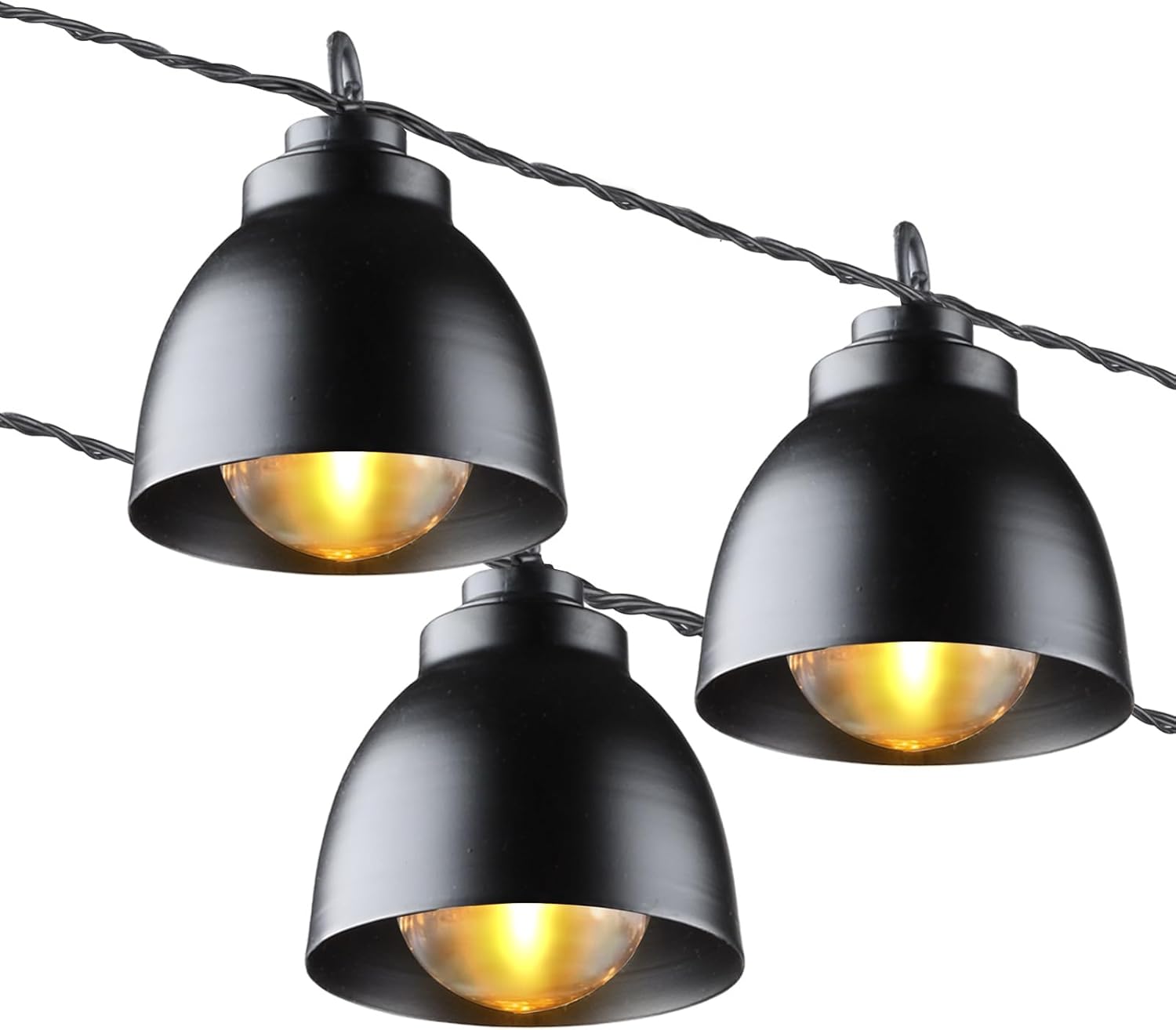 Café String Lights 11FT, Metal Shade String Lights with 10 Bulbs, Waterproof Connectable Hanging Outdoor Electric for Backyard, Bistro, Porch, Deck, Garden (1)
