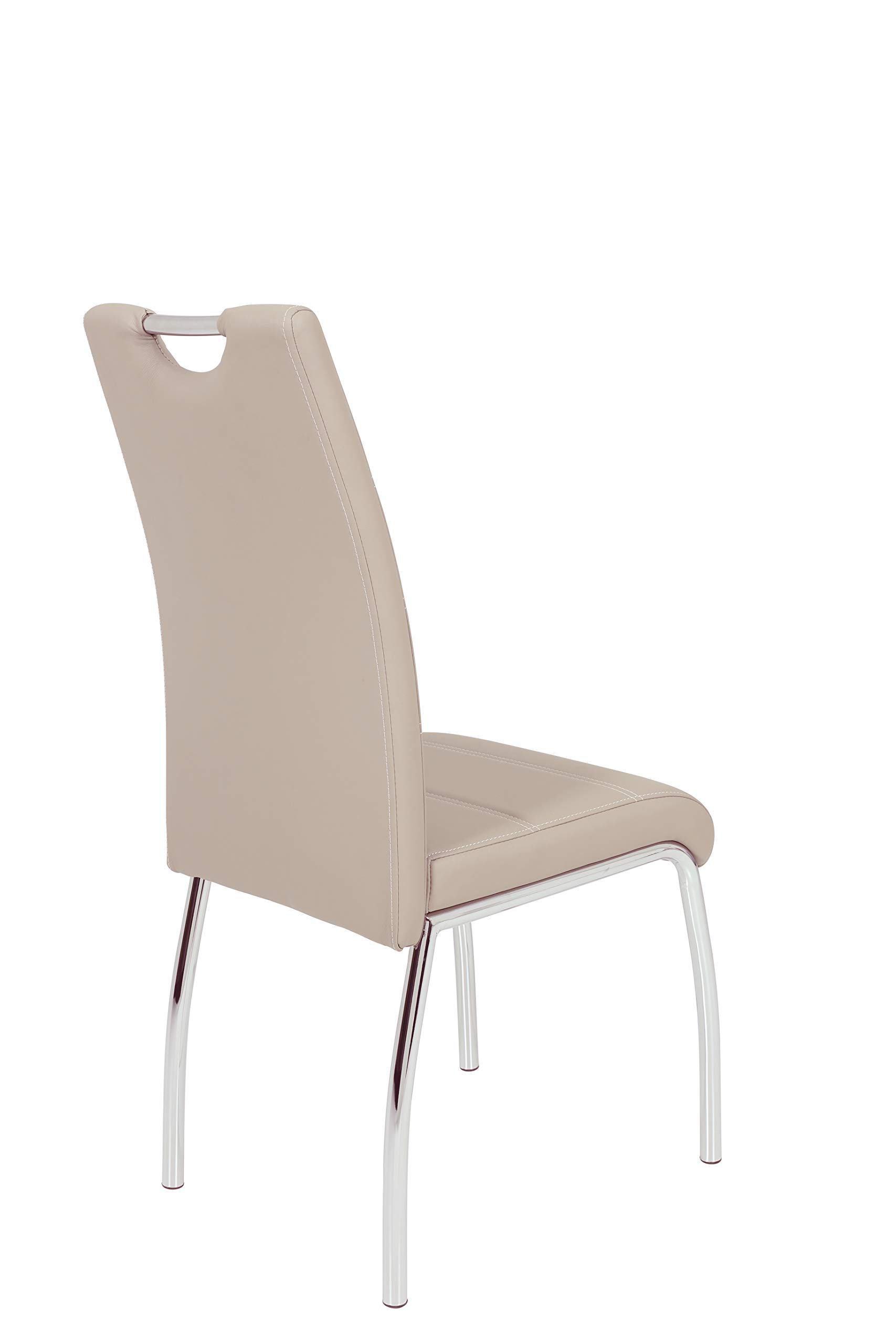 Hela Tische Susi Set da 1 sedia per sala da pranzo, con rivestimento in similpelle di colore beige, struttura cromata, schienale con impugnatura e portata da 120 kg
