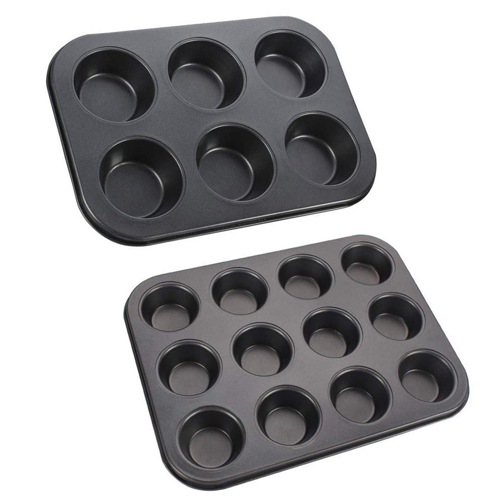6/12 Holes Square Cupcake Pan Muffin Tray Cupcake Mold Muffin Pan Carbon Steel Baking Pan Non Stick Bakeware Biscuit Pan(12 Holes)