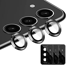 Camera Cover for Samsung Galaxy S23, 9H Tempered Glass Individual Metal Ring Cover for S23/S23 Plus Camera, 9H Lens Films with Positioning Plates, 3 Sets x 3 Pieces Black