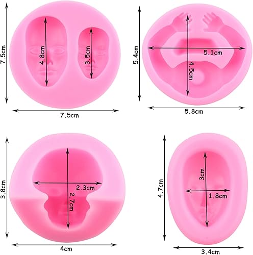 Miniatura 2 de Zixiang Molde de silicona para cara humana, molde para cuerpo de muñeca, moldes para cara de bebé, molde 3D para brazo de bebé para decoración de