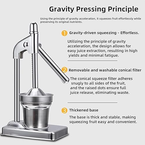 Miniatura 3 de Prensa manual de exprimidor de hierro fundido, exprimidor manual de hierro fundido, exprimidor de hierro de fundición manual de acero inoxidable,