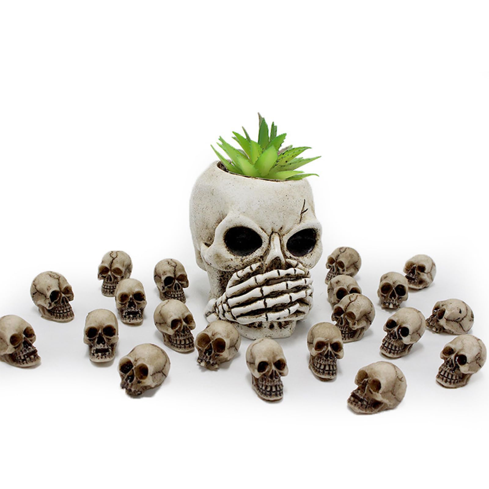 20 Pièces Mini Têtes de Squelette, Halloween Résine Tête De Crâne, Décor De Mini Crânes, pour Le Paysage Jardin en Pot décor, Carnaval, Maison Hantée, Fête d'horreur