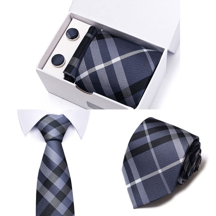 Set de corbata, pañuelo y gemelos de seda para hombre miniatura 3
