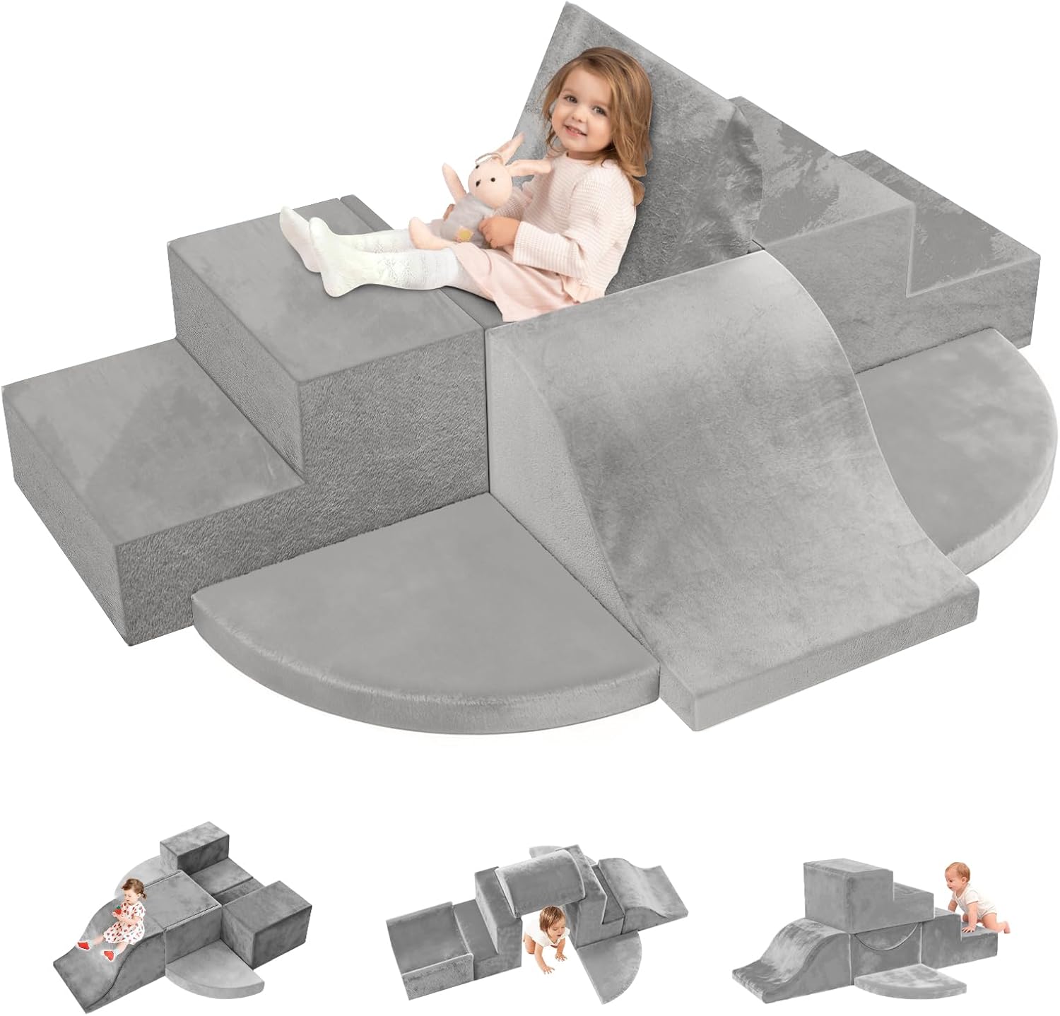 7-Piece Toddler Climbing Toys Indoor, Foam Climbing Blocks Soft Play Structures, Climbing Toys for 1 Year Old, Multi-Color Combinations Climbing Blocks, Indoor for Toddler1-3, Infant, Baby