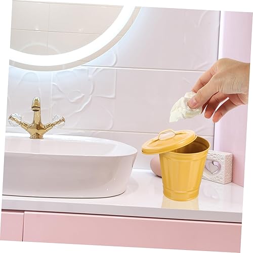Miniatura 5 de 2 cubos de lata con tapa, macetas de metal para plantas, papelera de escritorio, mesa de comedor, mini contenedor de basura para escritorio, mini