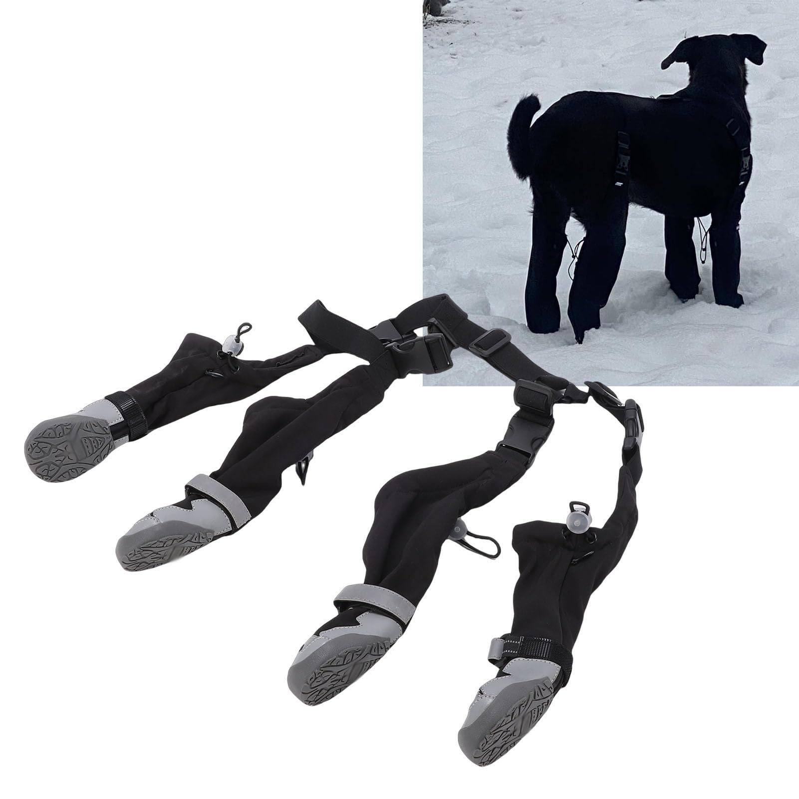 Dog Botki z szelkami Spodnie przeciw zabrudzeniom z butami Regulowane spodnie z szelkami dla zwierząt domowych do spacerów na świeżym powietrzu i ochraniacze na pazury (3:M)