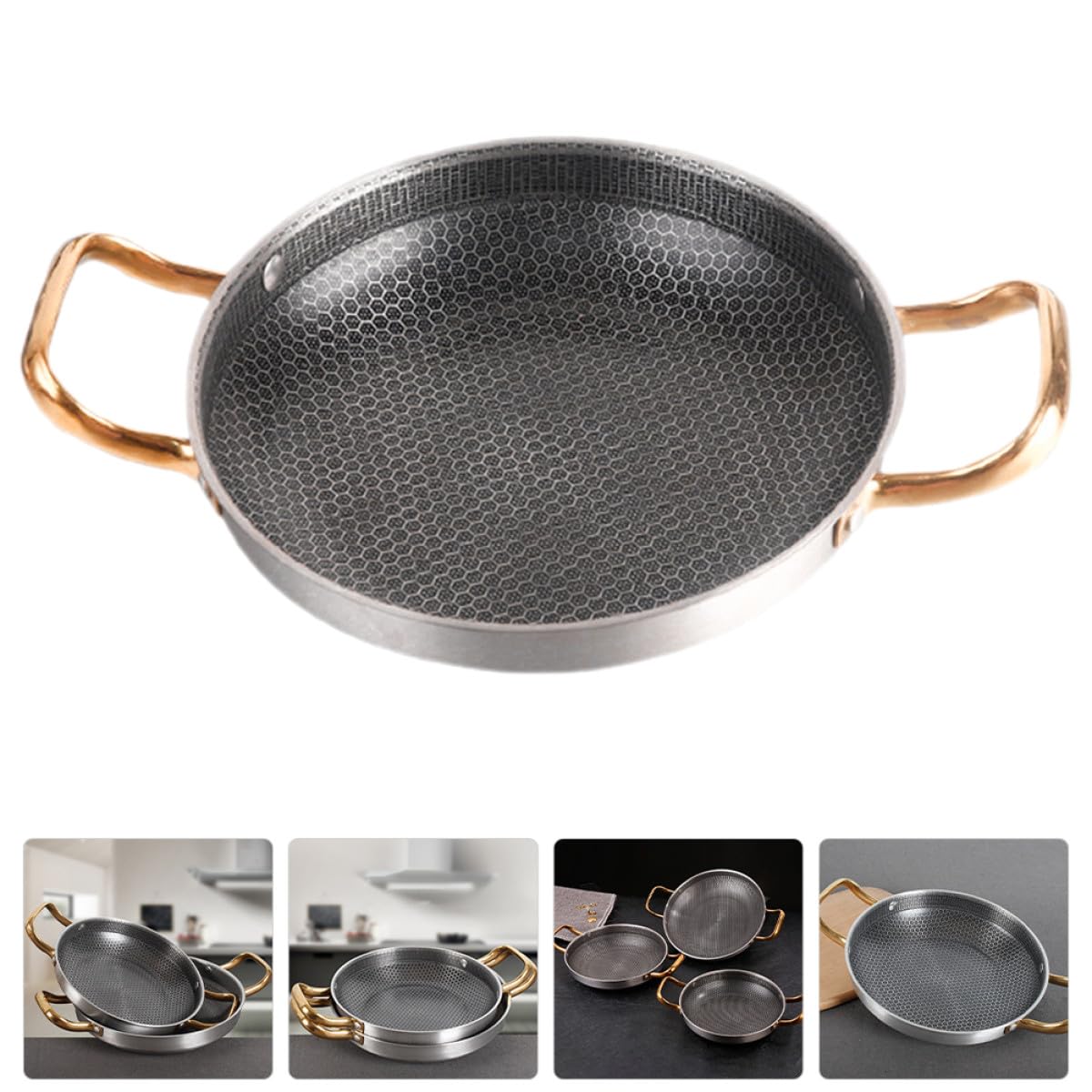 Homoyoyo Edelstahl Wabenbeschichtung Pfanne mit Ergonomischem Griff und Antihaftender Oberfläche für Schonendes Braten von Meeresfrüchten und Kleinen Krustentieren in Küche