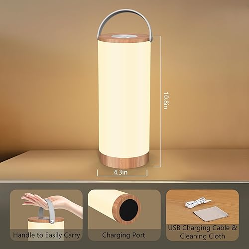 Miniatura 6 de HUMIIEYE Lámpara de mesa LED inalámbrica, lámpara de escritorio recargable de 4000 mAh con atenuación de 360 para el cuidado de los ojos, lámpara