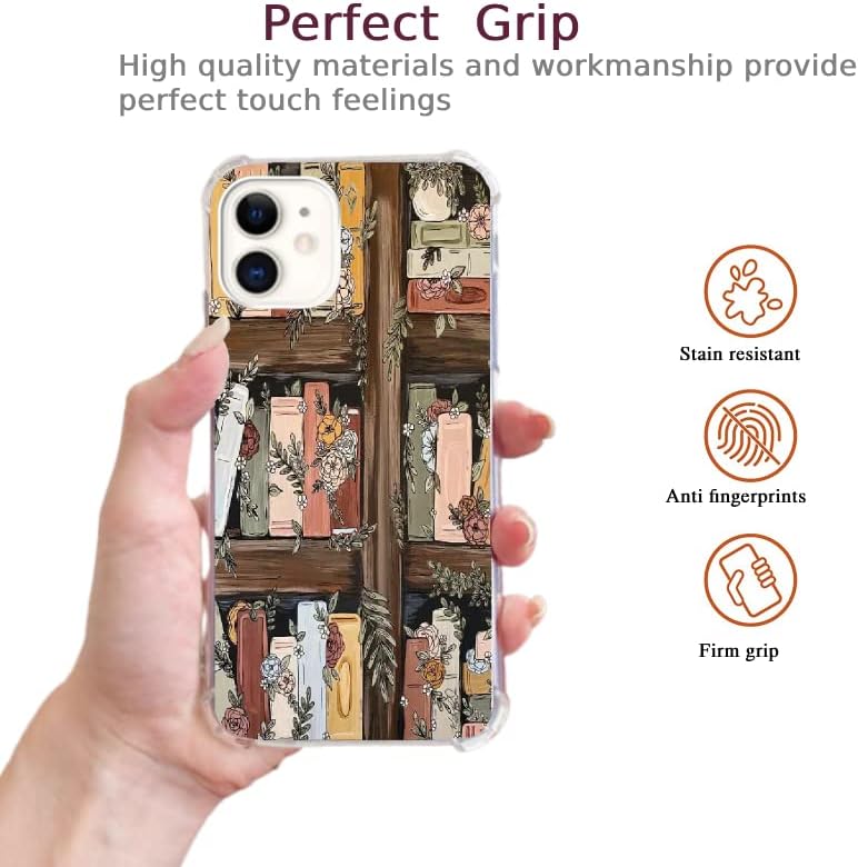 Miniatura 2 de Bookshelf - Funda de arte de jardín compatible con iPhone 11, funda de madera floral para niñas, mujeres y hombres, funda única de TPU suave