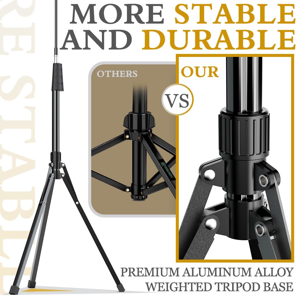 Eicaus 92’’ Tall Cell Phone Tripod Stand with 16.5’’ Flexible Gooseneck and Remote, Overhead Tripod with Adjustable 360°Ball Head & Phone Holder for iPhone 15 Pro Max/Plus/14/13/12/11, Android