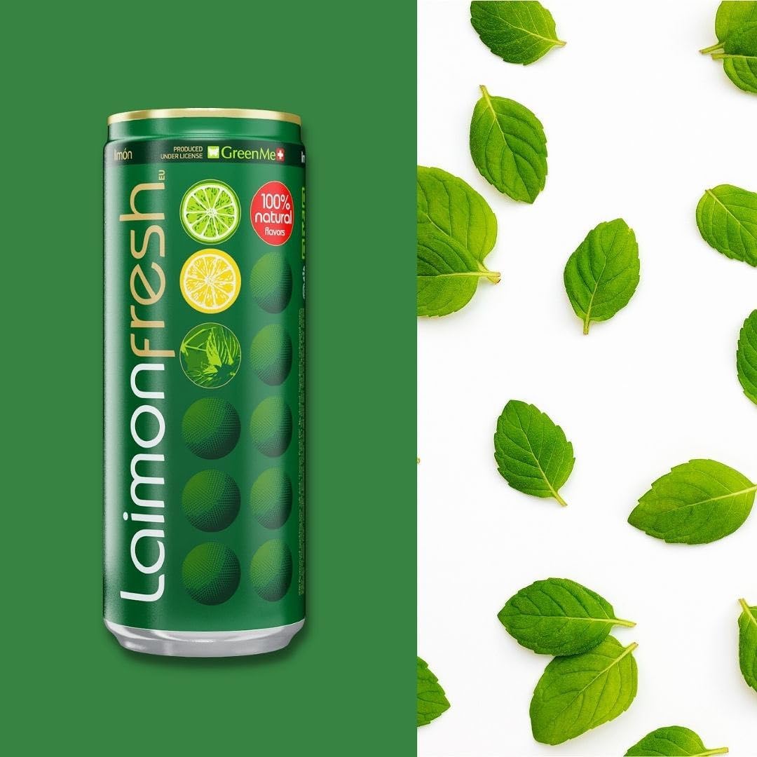 SANMY Laimon Fresh - Refrescante Bebida Carbonatada de Limón, Lima y Menta, 330 ml, Pack 24 Unidades