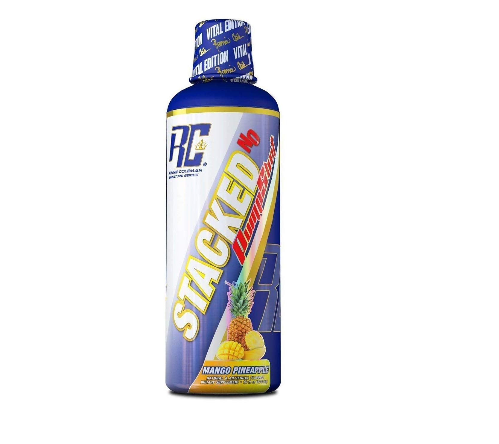 Ronnie Coleman Signature Series Stacked N.O. Liquid Pump Shot (16oz/473ml, Mango Pineapple)_Pre-Workout Supplement