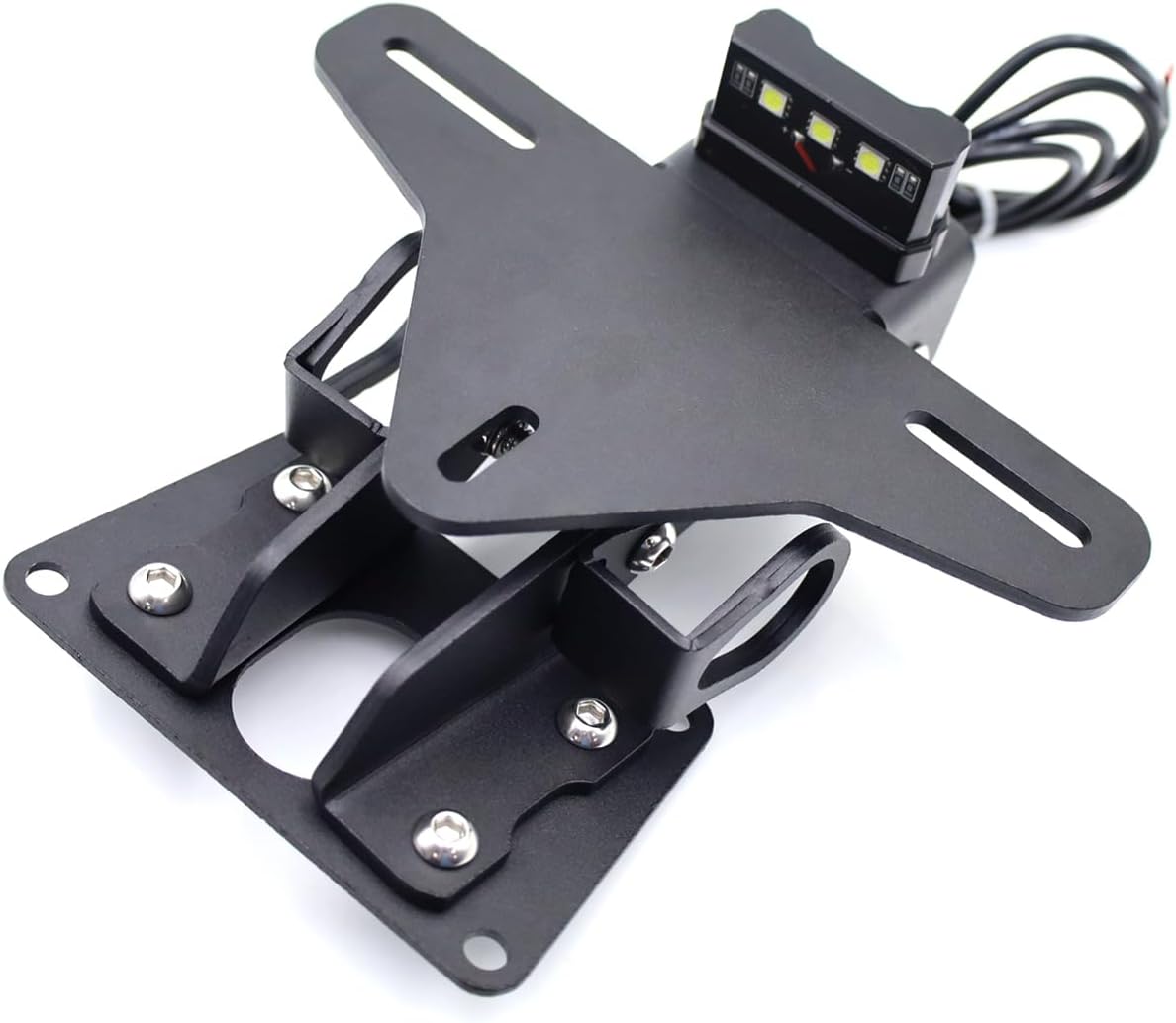 Motorcycle License Plate Bracket with LED Light Fender Eliminator Kit CNC Aluminum Motorcycle Tail Tidy License Plate Holder Mount For XSR900 xsr900 2022-2025 XSR900 GP 2024 2025（Adjustable）