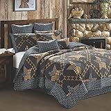 Quilt Bedding Set in King by Virah Bella - Paducah Star Printed Lightweight Reversible Quilt with 2 Matching Pillow Shams - Cozy & Beautiful Lodge-Themed Bedding