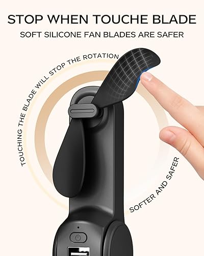 Miniatura 5 de FrSara Ventilador de mano portátil recargable, ventilador de bolsillo pequeño recargable por USB, batería de 2000 mAh con banco de energía, batería