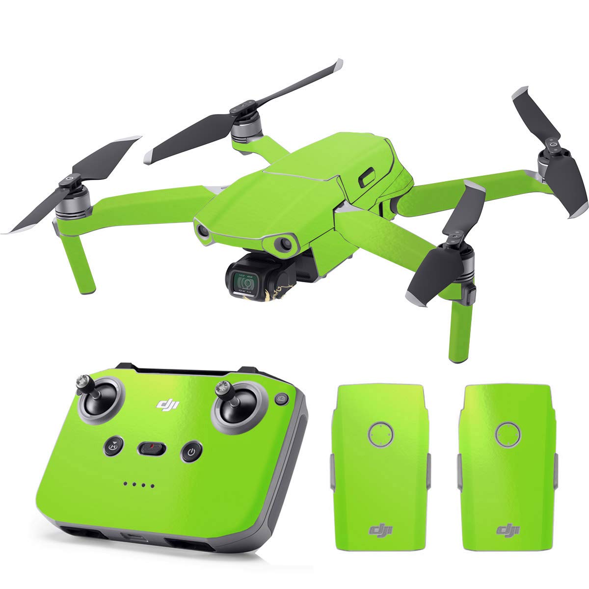 SopiGuard Skin for DJI Mavic Air 2 Precision Vinyl Sticker Full Drone Set + Controller + 3 Battery Skins (Gloss Light Green)