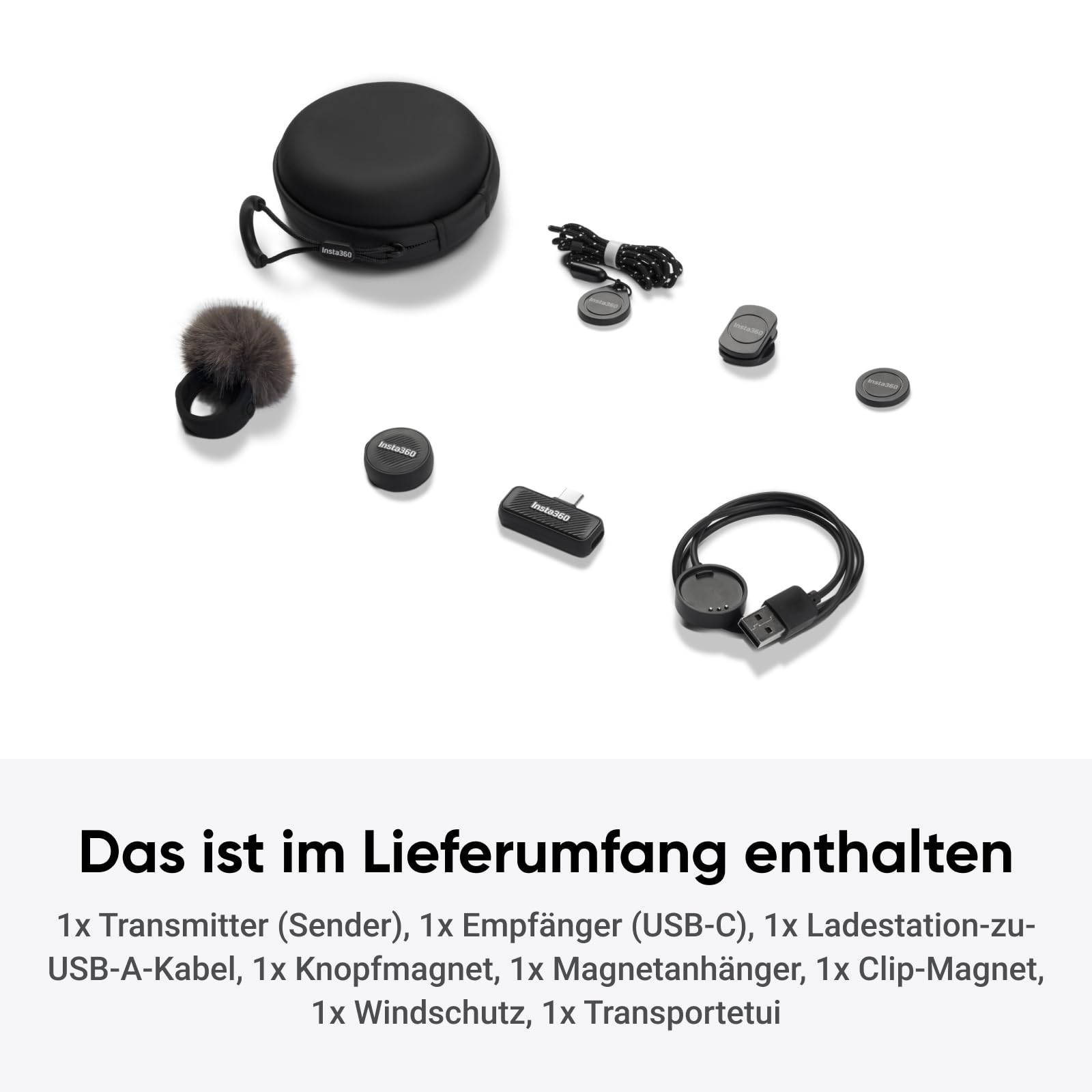 Insta360 Mic Air (1 TX + 1 RX), cancelación de Ruido, 300 m de Alcance, micrófono inalámbrico por USB-C para iPhone/Android/PC/Mac, vlog, Streaming