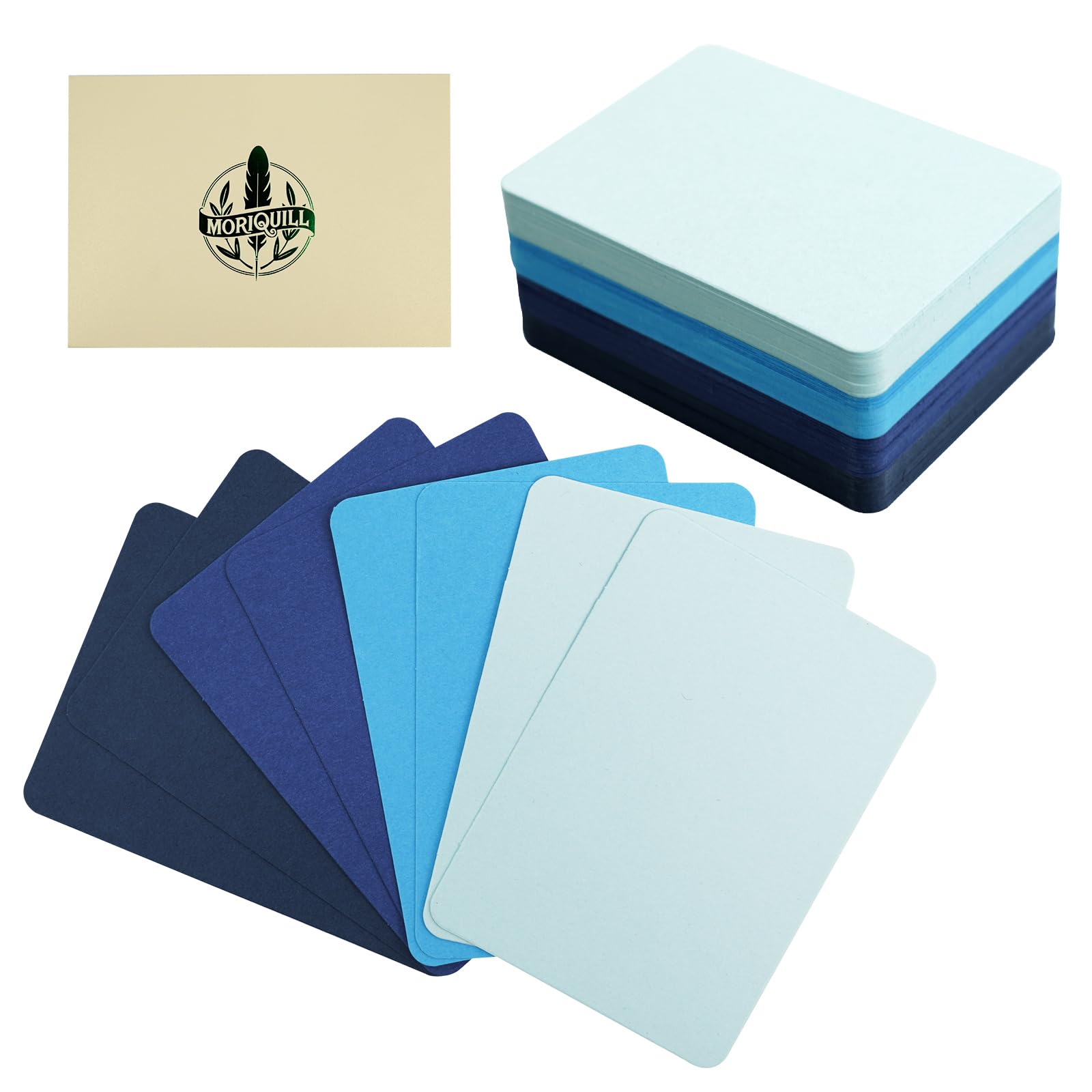 Moriquill 100 Sheets Blue ATC Cardstock – 300gsm Acid-Free Rounded Corner Artist Trading Cards, 2.5 x 3.5 in, Double-Sided Blank for Journaling Scrapbook Mixed Media & DIY Crafts