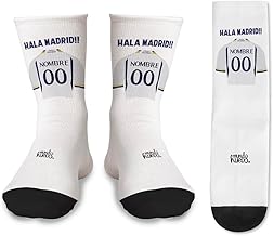 mundohuevo Pair of socks + 1 gift sock lost in the washing machine | personalised with name and number | football team jerseys | cotton feel | one size |