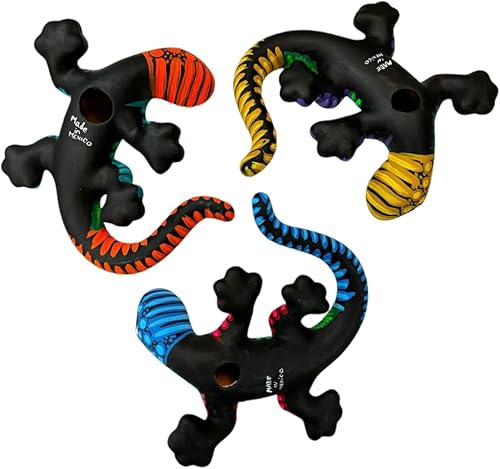 Miniatura 7 de Talavera Salamandra (2) Escultura de cerámica mexicana Gurerro, arte popular, multicolor, decoración del hogar, hecha a mano, pintada a mano, para