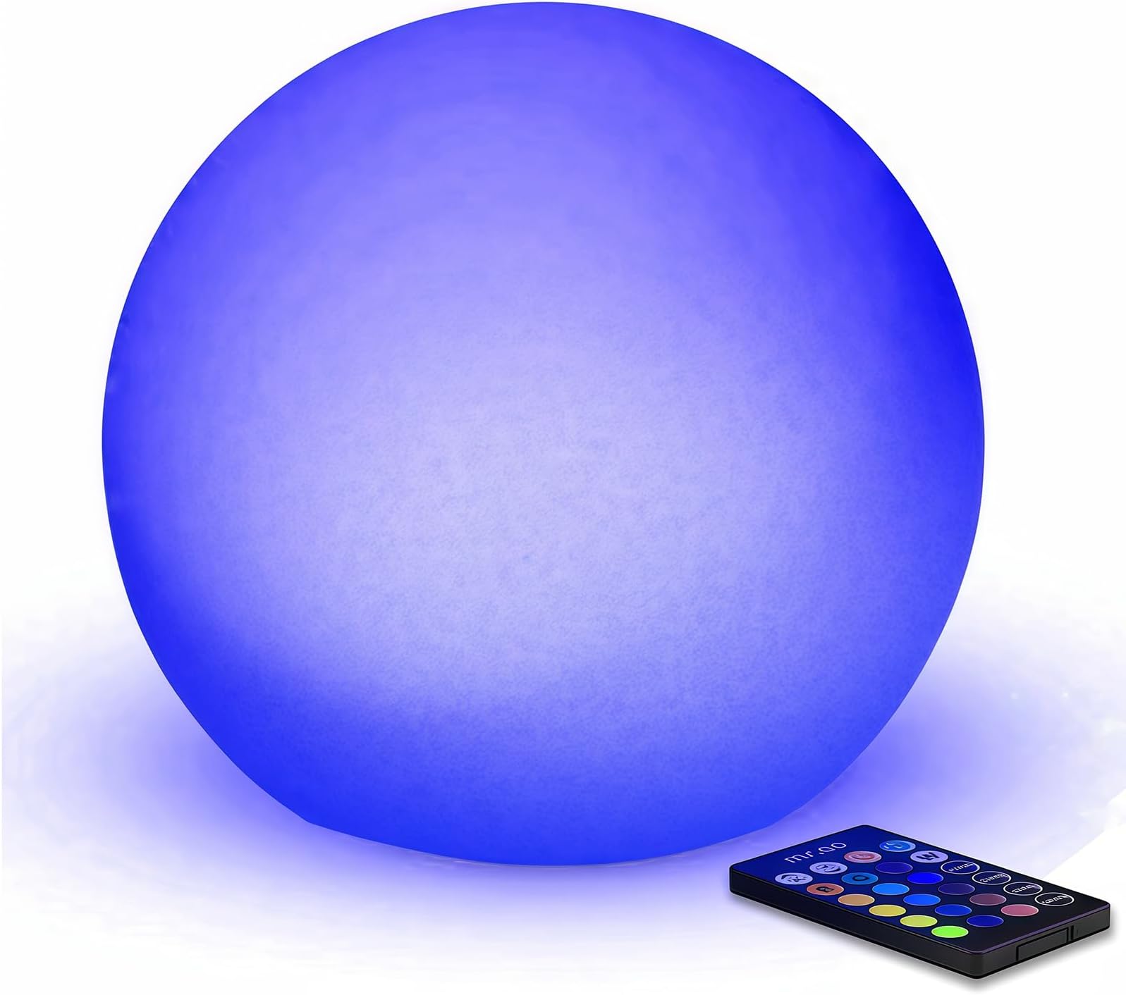 Mr.Go 8" LED Night Light Ball Lamp Colour Changing Mood Light Bedside Lamp, 8 Dimmable Brightness, 16 Adjustable Colors, Remote Control, Rechargeable Sphere Lamp Table Light for Home Decoration
