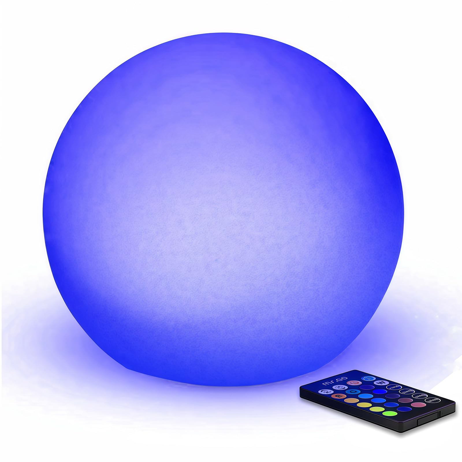 Mr.Go 8" Rechargeable Night Light LED Ball Light Sphere Lamp, RGB Colour Changing Mood Light Bedside Lamp with 16 Colours, 8 Dimmable Brightness, Remote Control Table Lamp for Home & Outdoor Decor