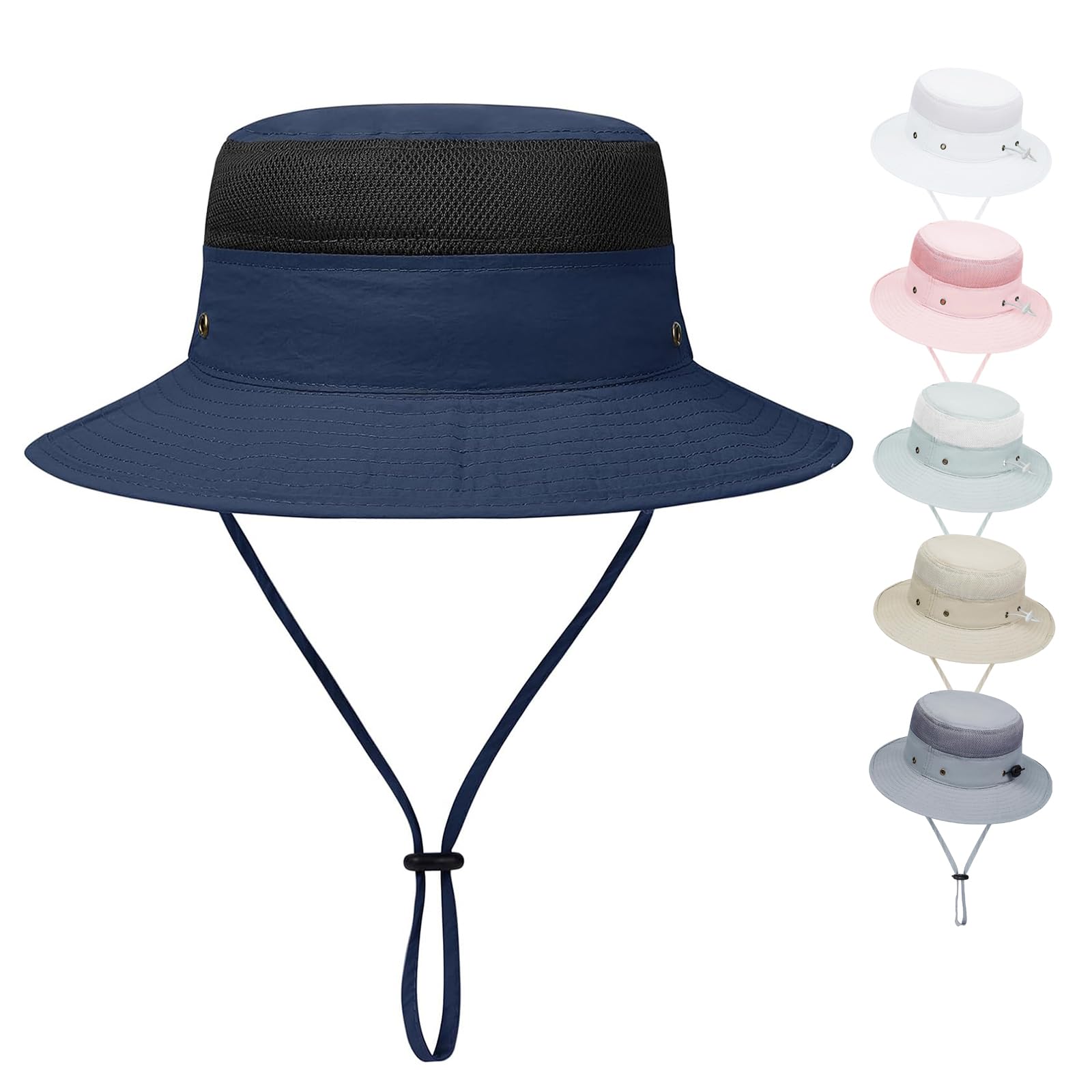 YANWANG Unisex Bebé Sombrero de Sol Gorro de Playa Malla UPF 50+ Ajustable para niños y niñas pequeños