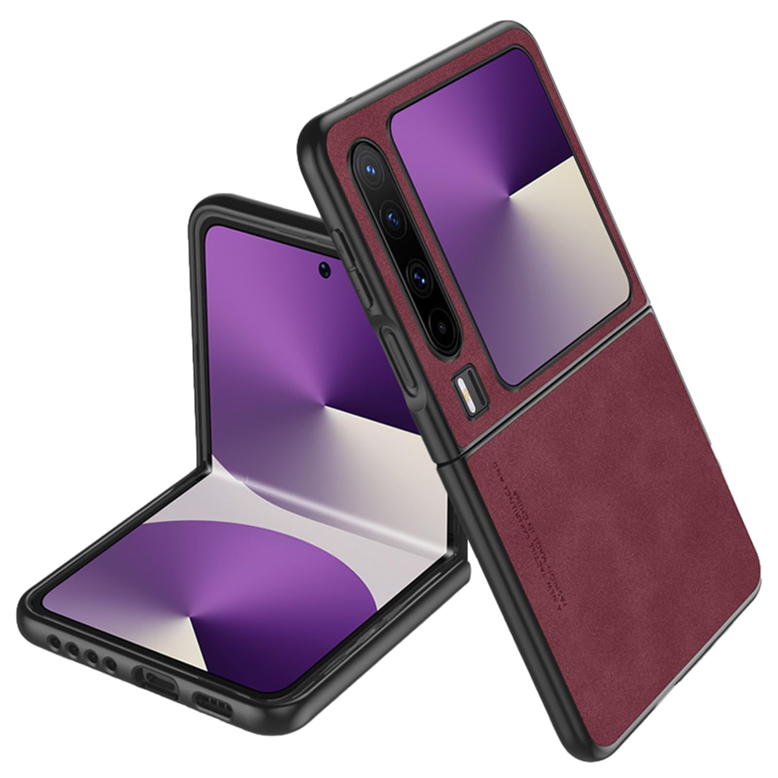 Smukłe etui do Huawei Pura X, retro matowe biznesowe skórzane etui odporne na odciski palców obsługuje bezprzewodowe ładowanie, odporne na wstrząsy etui, czerwone, pura X