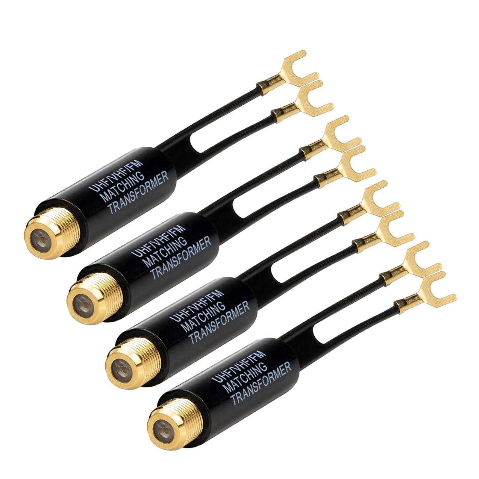 Adaptateur 75 Ohm à 300 Ohm Transformateur d'antenne UHF VHF FM F Femelle for antenne coaxiale TV radio RF(Gold x 5PCS)