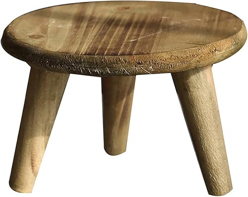 BWOLE Mini taburete de madera, taburete de madera maciza, taburete redondo para bonsái, estante de exhibición en maceta para oficina, comedor,