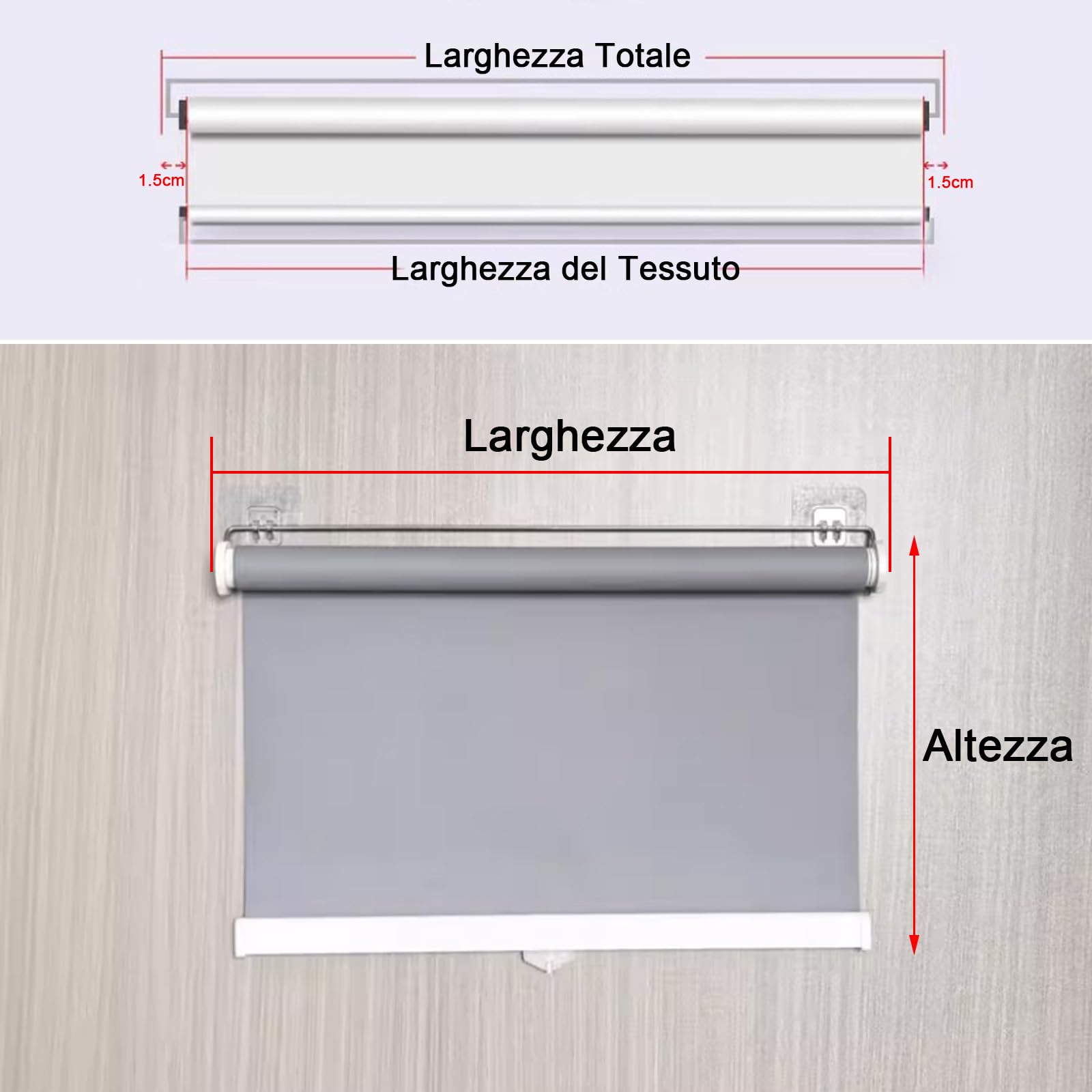 Tenda a Rullo Oscurante con Sistema a Molla Automatica,Retrattili Tenda Oscurante A Rullo per Interni,Tenda Isolata per Privacy,per Casa/Ufficio/Balcone (120cm x 200cm)