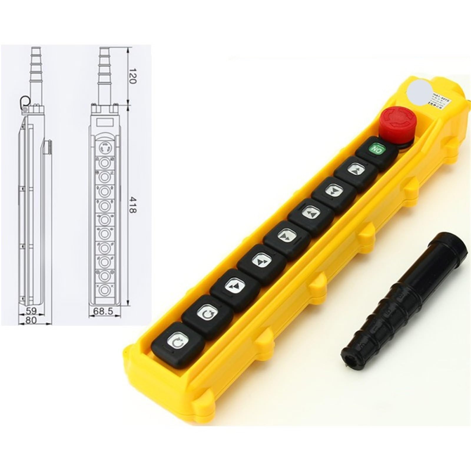 Lot de 2 interrupteurs à bouton-poussoir étanches à vitesse simple et double 61Y, 62Y, 63Y, 64Y, for grue, contrôleur suspendu 61YS, 62YS, 63YS, 64YS(10,Single speed button)