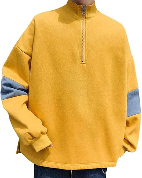 Amazon Shuming トレーナー メンズ 裏起毛 プルオーバー ハイネック 厚手 ゆったり パーカー ハーフジップ 切り替え おしゃれ スウェットパーカー ストリート系 トップス 秋 冬 トレーナー パーカー 通販