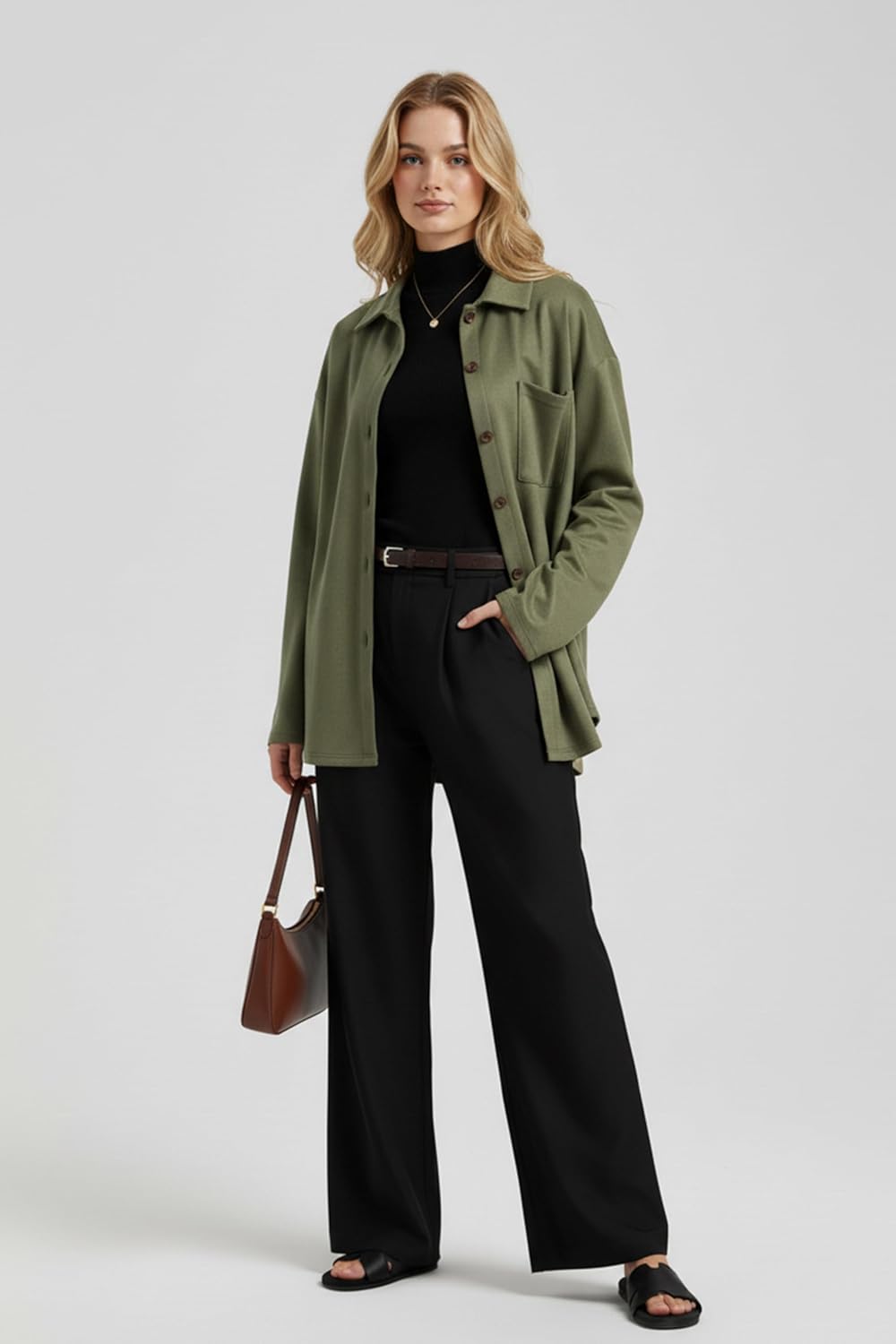 ENMAIN Faux Suede Shirt for Womens Button Down Long Sleeve Blouses Dressy Casual Fall Tops Fashion Clothes - Image 6