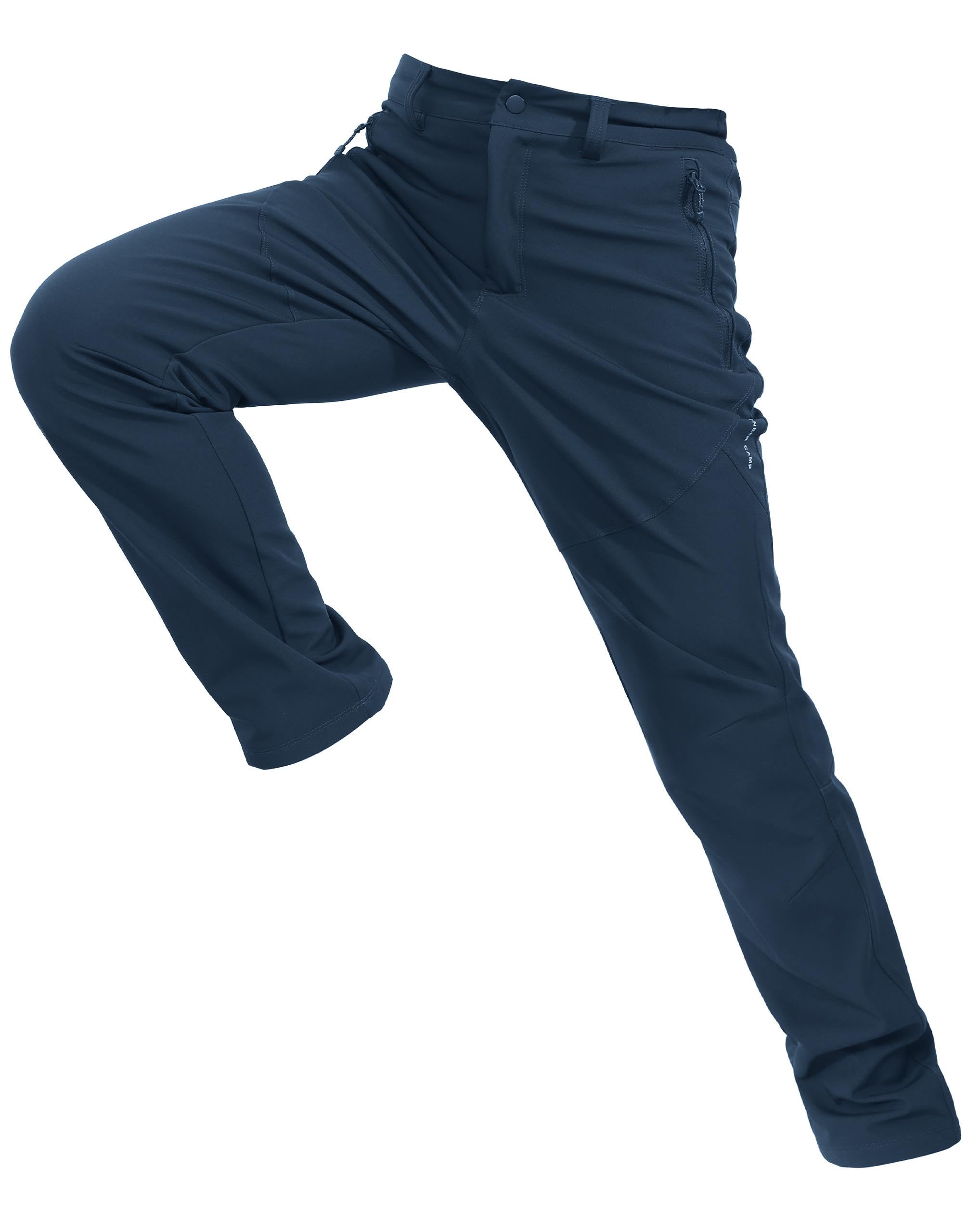 Pioneer Camp Pantalon de randonnée pour homme - Doublure en polaire - Imperméable - Avec 3 poches à fermeture éclair