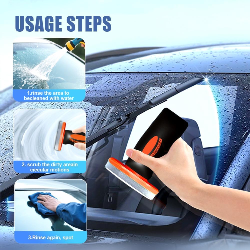 2026 New Handheld Glass Oil-Film Remover, Car Glass Oil Film Cleaner, Glass Compound with Cleaning Board for Safe Driving (3) - Image 2