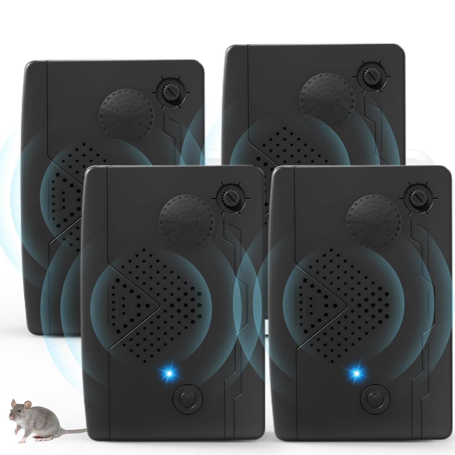 Ultrasonic Bat Devices for Attic: 4PCS Bat Removal Device for Garage, Indoor Outdoor Use - Humane and Effective Rechargeable Bat Deterrent Devices, Black